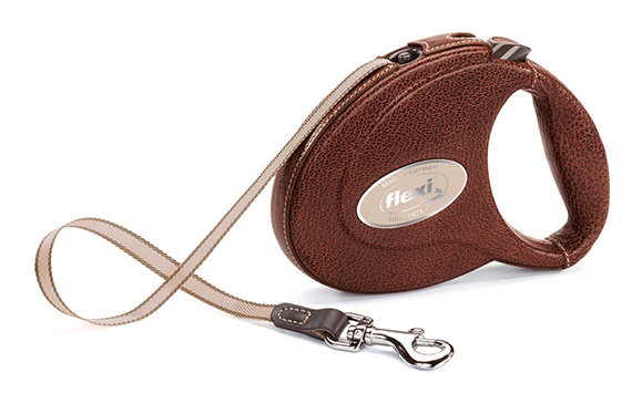 Поводок-рулетка для собак Flexi Leather CC лента M 5м., 25 кг., коричневый, арт. 01870 5