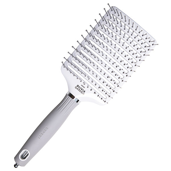 Массажная щетка для волос Olivia Garden Expert Care Vent Nylon Bristles White&Grey L с нейлоновой щетиной, арт. ID2039/OGBCIXLP3V