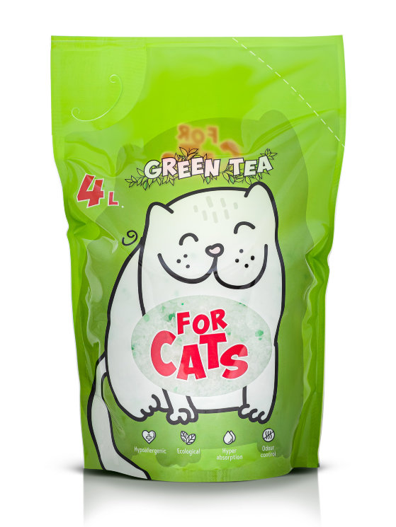 Силикагелевый наполнитель для кошек For cats 4 л., с ароматом зеленого чая, арт. TUZ033