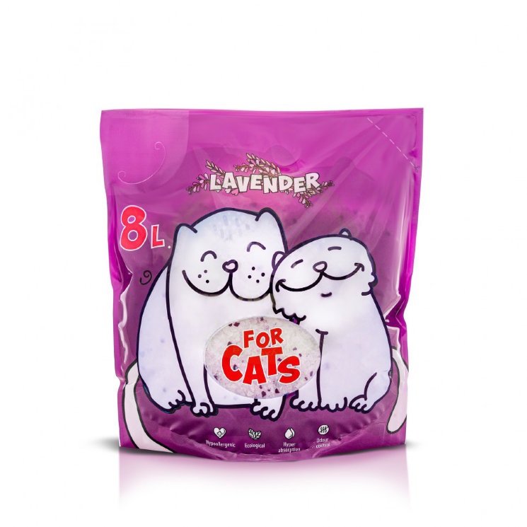 Силикагелевый наполнитель для кошек For cats 8 л., с ароматом лаванды, арт. TUZ035