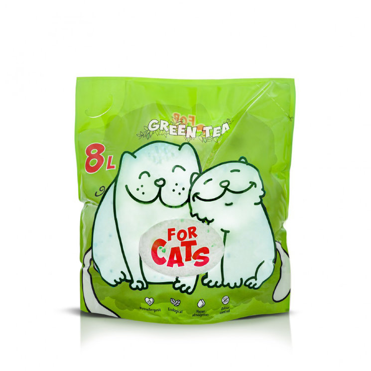 Силикагелевый наполнитель для кошек For cats 8 л., с ароматом зеленого чая, арт. TUZ038