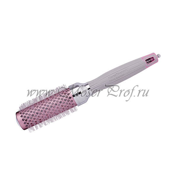 Термобрашинг Olivia Garden Nano Thermic Ceramic +Ion с нейлоновой щетиной, сер/розов., 34 мм., арт. PR-NT1PC-TH034-TP20
