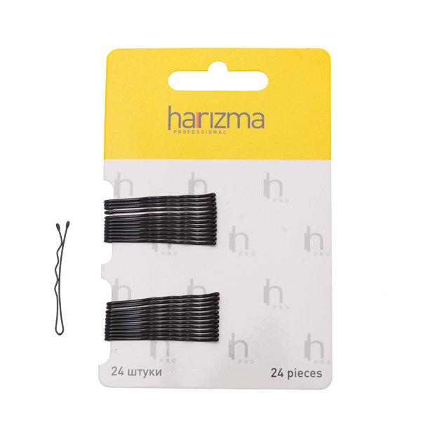 Невидимки harizma 40 мм., волна, черные, 24 шт., арт. h10532-15