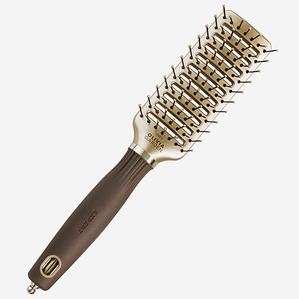 Массажная щетка продувная Olivia Garden Expert Style Vent Nylon Bristles Gold&Brown узкая, с нейлоновой щетиной, арт. ID2075/OGBNTVTS