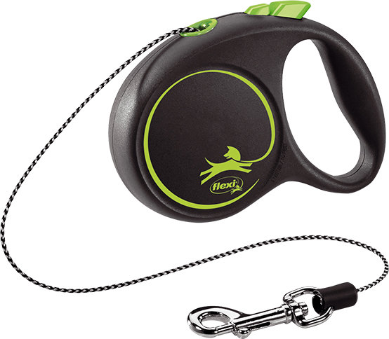 Поводок-рулетка для собак  Flexi Black Design cord XS 3 м., 8 кг., зеленый, арт. 03322 7