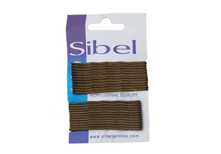 Невидимки SIbel 70 мм., коричневые, волнистые, 24 шт., арт. 940007015