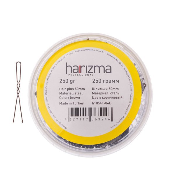 Шпильки harizma 50 мм., волна, коричневые, 250 гр., арт. h10541-04B