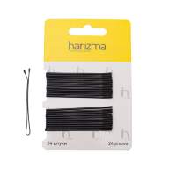 Невидимки harizma 60 мм., прямые, черные, 24 шт., арт. h10537-15